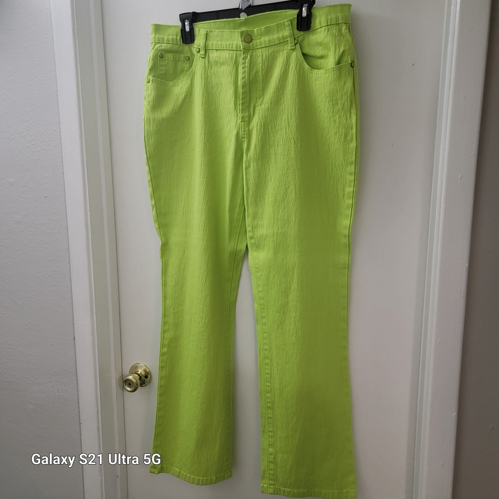 DG2 by Diane Gilman Bright Green Boot Cut Jeans